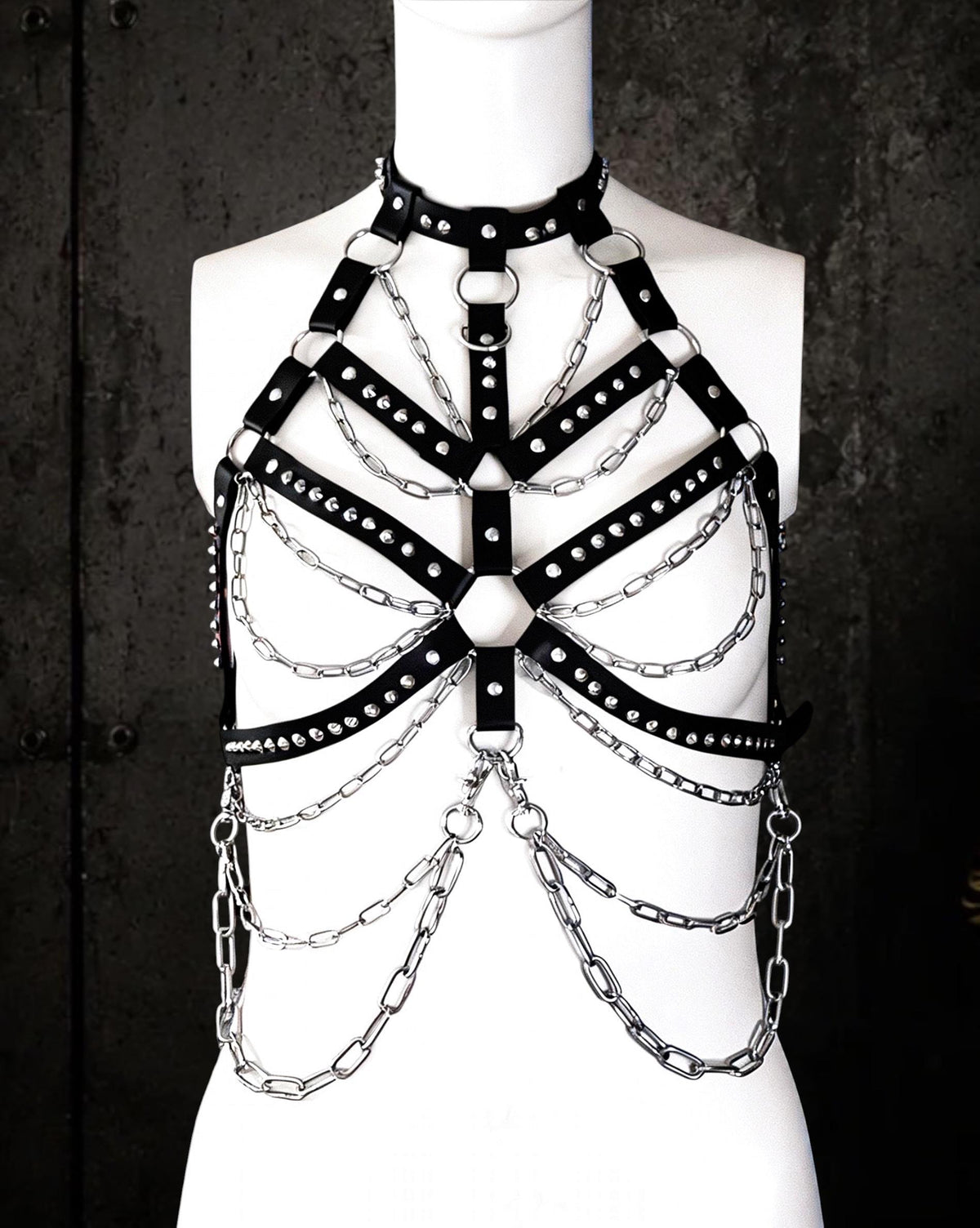 Skeleton Body Harness | Reclaimed Faux Leather & Stainless Steel | Gothic Festival Harness | Alternative Fashion