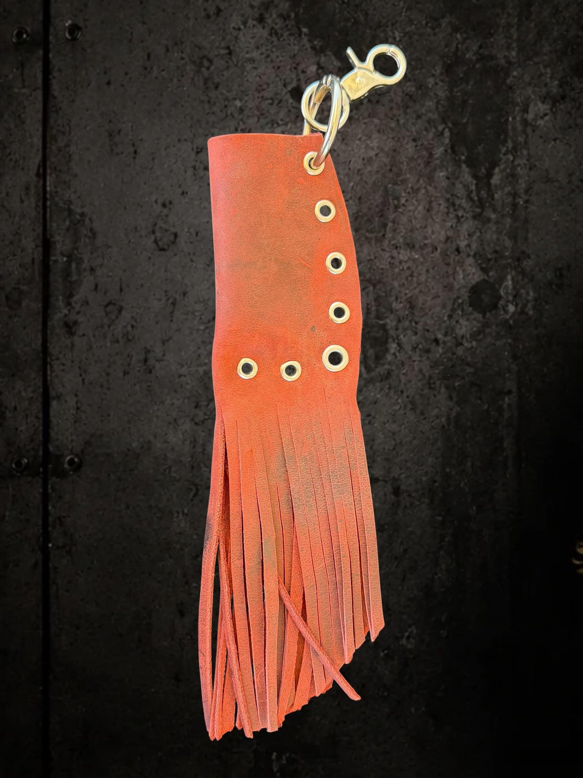 Leather Fringe Lighter Holder, Dark Red Lipstick Accessory, Festival Bag Charm