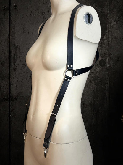 Leather Shoulder Holster Harness with Skull