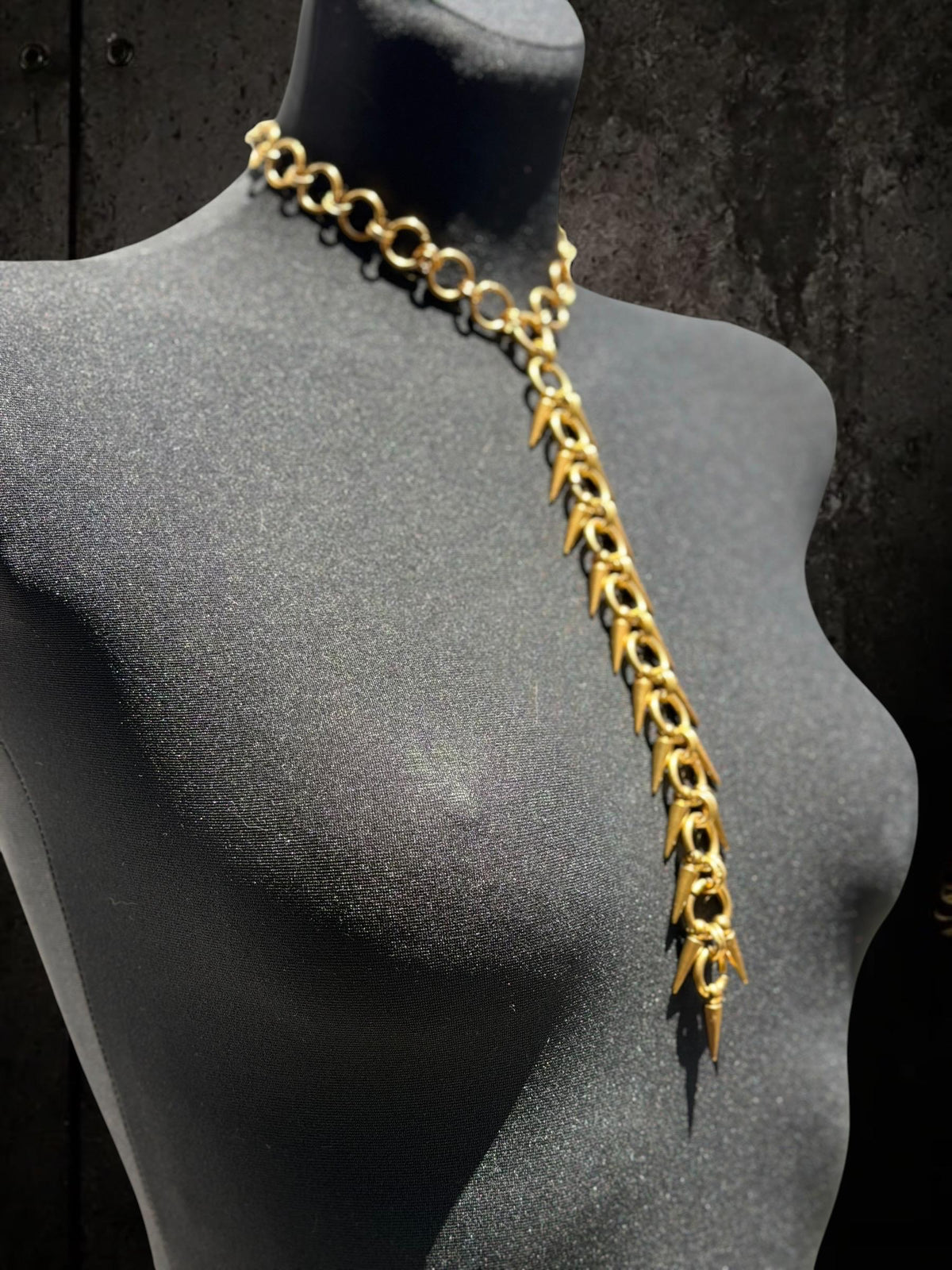 Spine Necklace, Handmade Stainless Steel, Cyberpunk Darkwear Accessory, Silver Gold or Black Finish