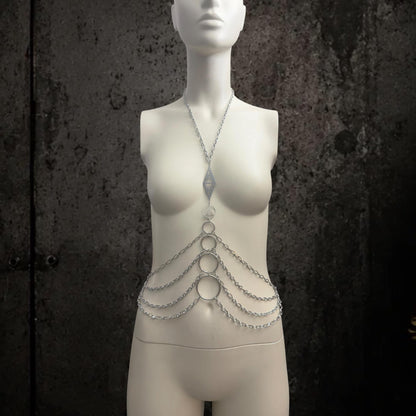 Body Chain Harness, Adjustable Stainless Steel O-Ring Design, Alternative Fashion for Gothic Festivals