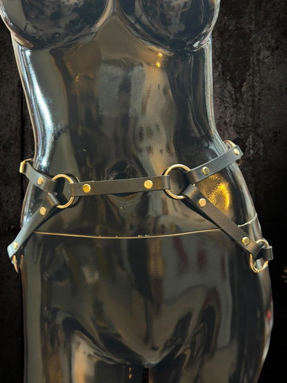 Modular Leather Body Harness, Infinite Lite accessory for festivals and nightlife, Black handcrafted design