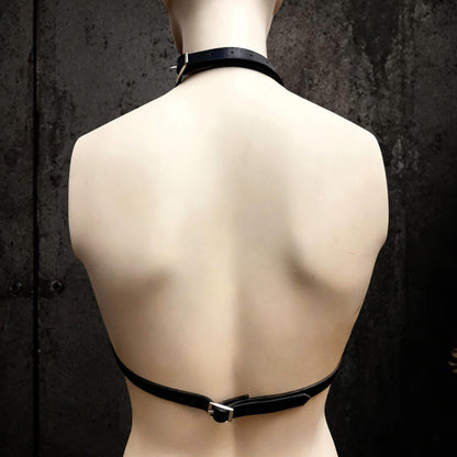 Gothic Spiked Body Harness, Two Detachable Triple Chains, Adjustable Leather or BioThane
