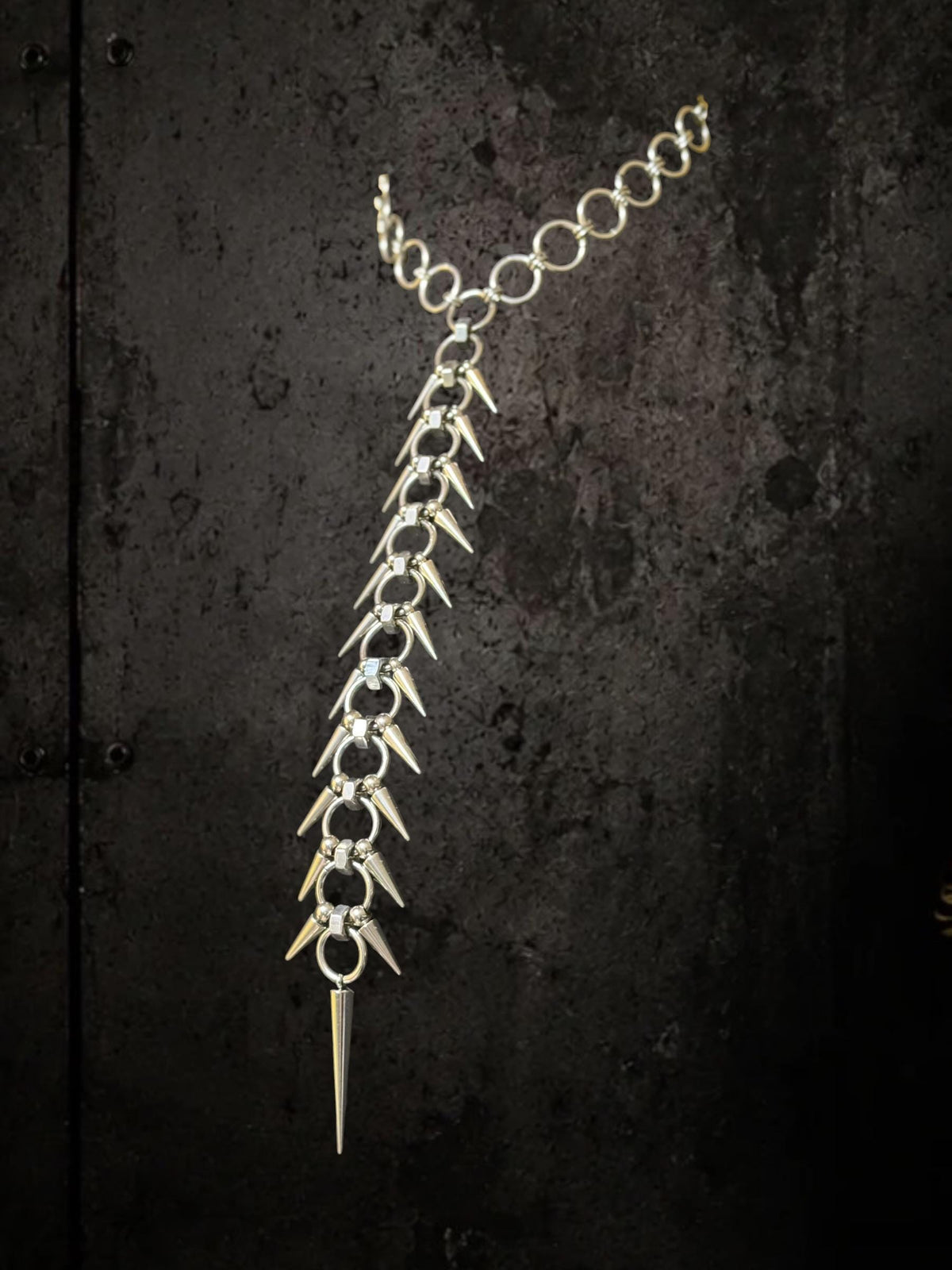 Spine Necklace, Handmade Stainless Steel, Cyberpunk Darkwear Accessory, Silver Gold or Black Finish