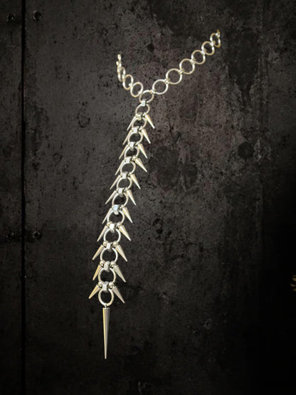 Spine Necklace, Handmade Stainless Steel, Cyberpunk Darkwear Accessory, Silver Gold or Black Finish