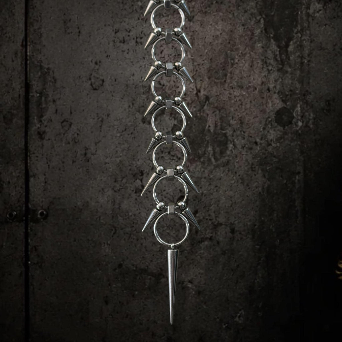 Spine Necklace, Handmade Stainless Steel, Cyberpunk Darkwear Accessory, Silver Gold or Black Finish