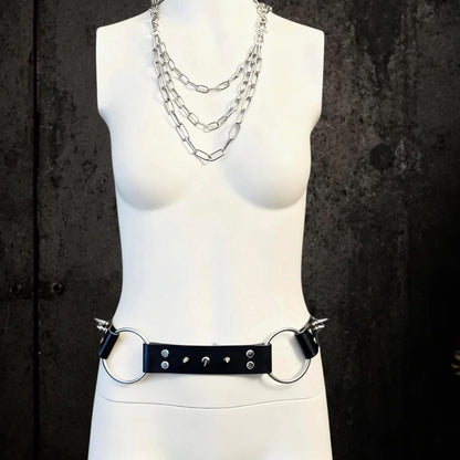 Spiked Italian Leather Belt – 3 Removable Chains, Handmade Netherlands