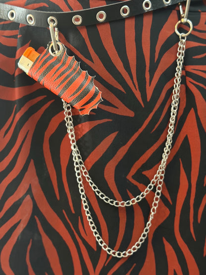 Vegan Leather Zebra Print Lighter Holder with Detachable Aluminium Chains – Handmade Alternative Accessory