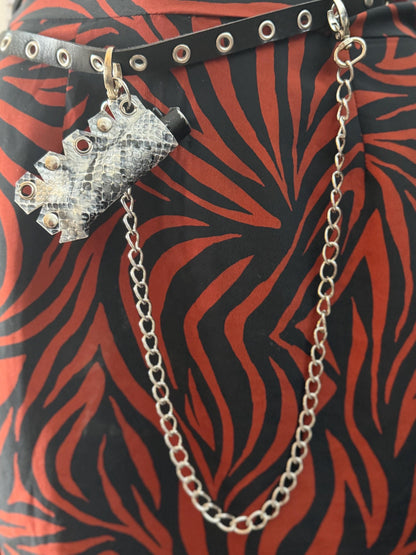 Vegan Leather Silver Snake Print Lighter Holder with Detachable Chains – Handmade Alternative Accessory