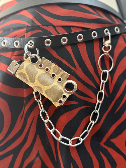 Giraffe Print Lighter Holder – Reinforced Synthetic Leather Case with Detachable Chain, Alternative Keychain Bag Charm
