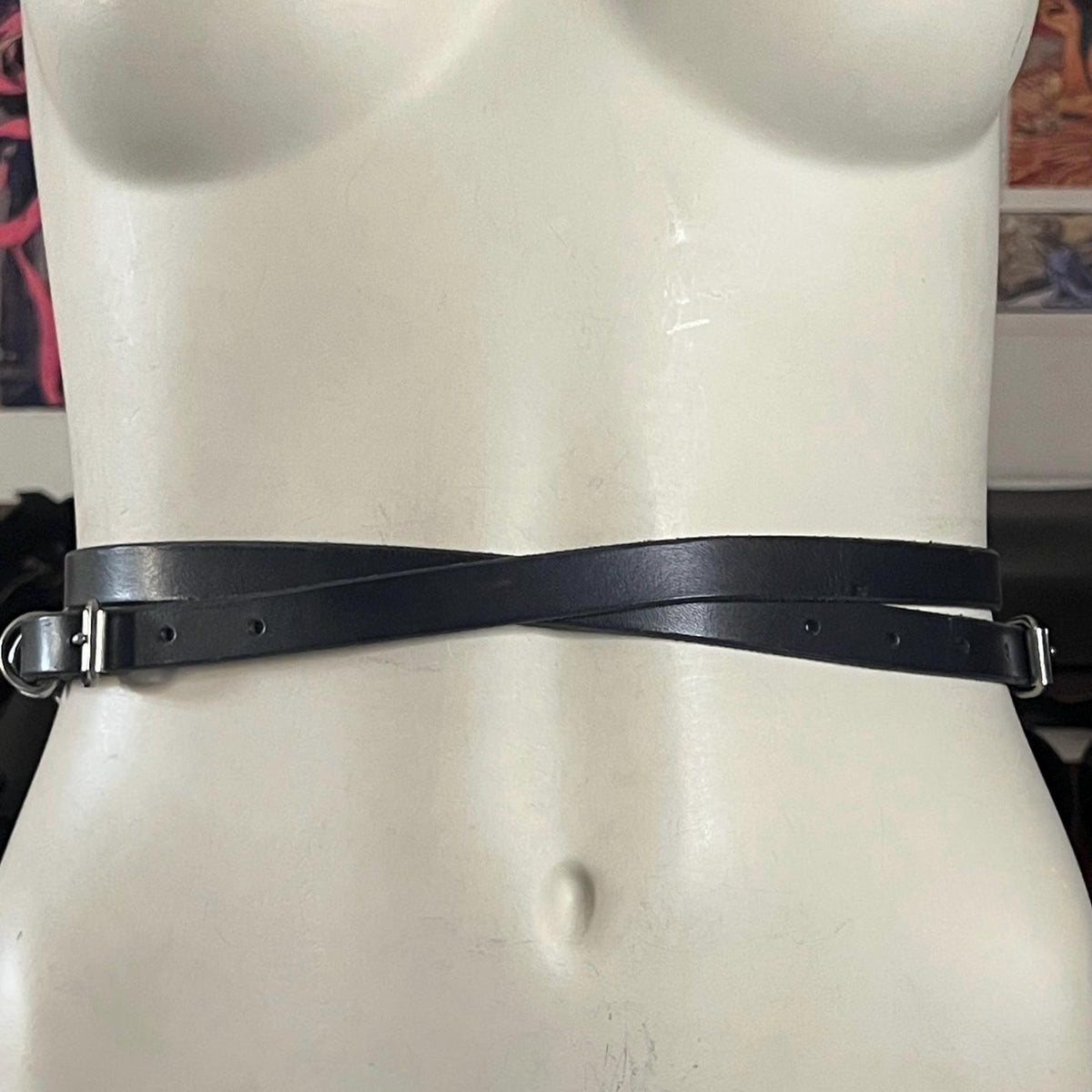 Leather Harness Strap Add-On, Adjustable O-Ring Accessory, Shoulder or Waist Wear