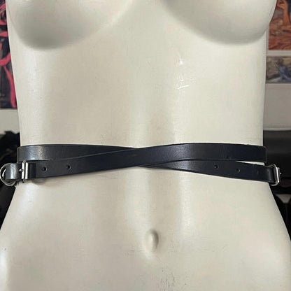 Leather Harness Strap Add-On, Adjustable O-Ring Accessory, Shoulder or Waist Wear