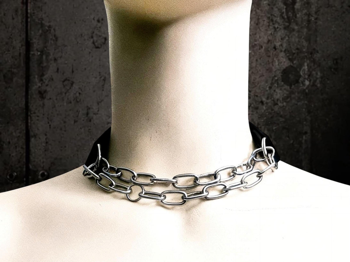 Modulare Kettenchoker | Edelstahl | Leder, Kunstleder oder BioThane | 1 Stück - 3 Stilrichtungen