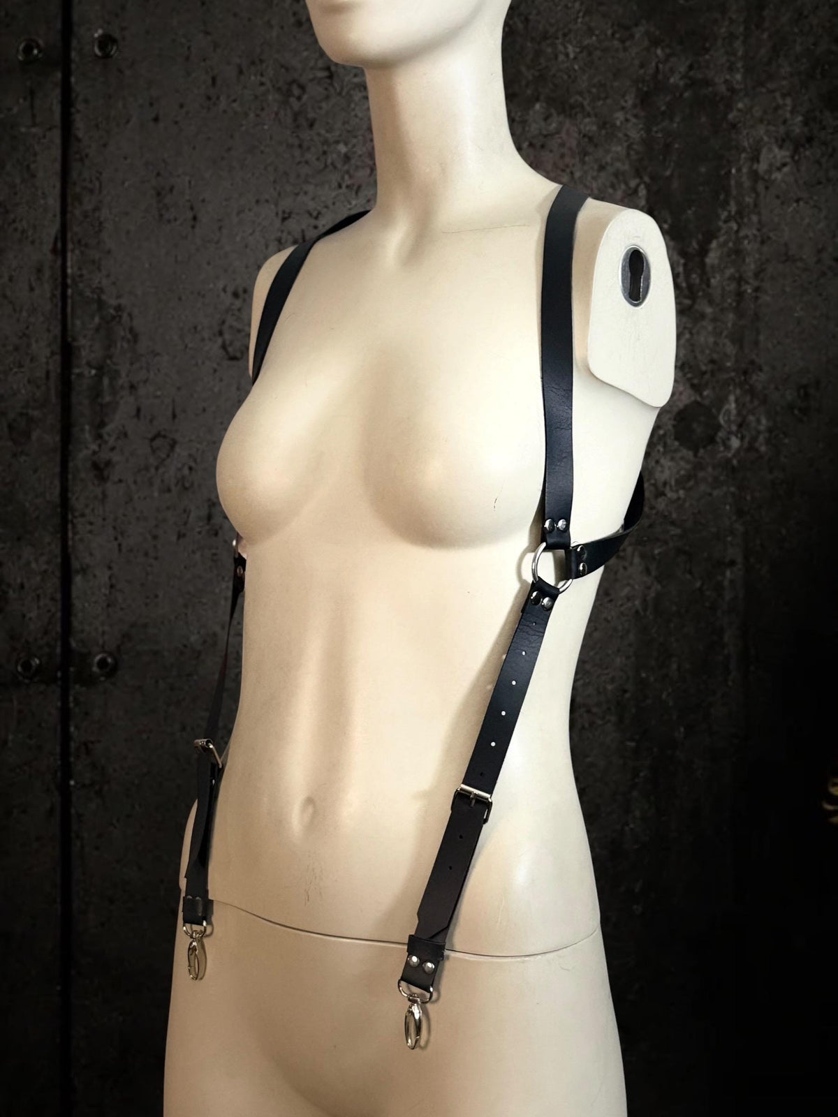 Leather Shoulder Holster Harness with Skull