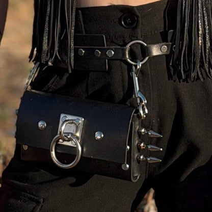 Spiked Italian Leather Utility Bag | Phone Purse, Handmade Shoulder Bag