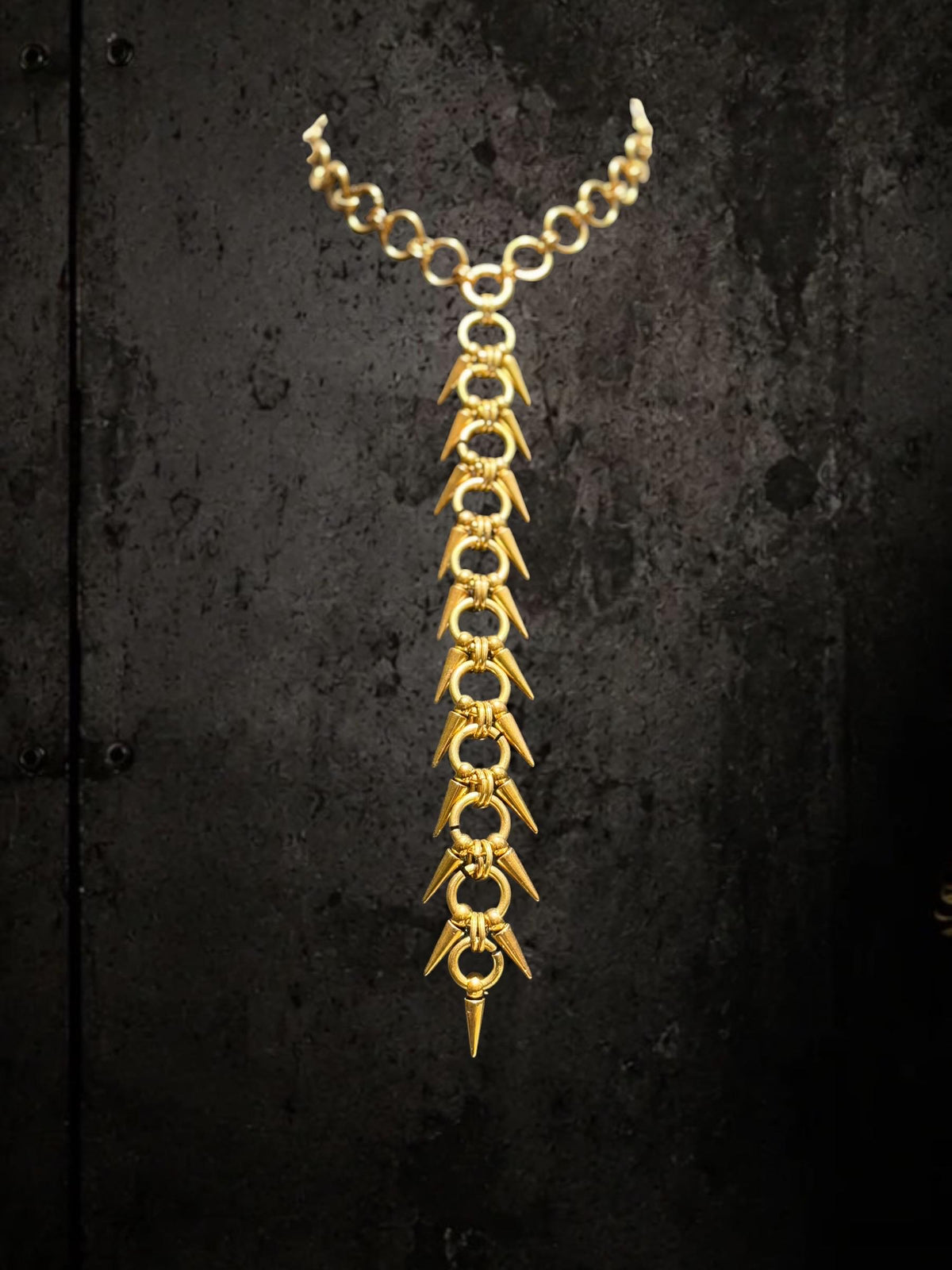 Spine Necklace, Handmade Stainless Steel, Cyberpunk Darkwear Accessory, Silver Gold or Black Finish