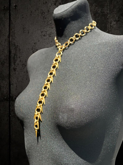 Spine Necklace, Handmade Stainless Steel, Cyberpunk Darkwear Accessory, Silver Gold or Black Finish