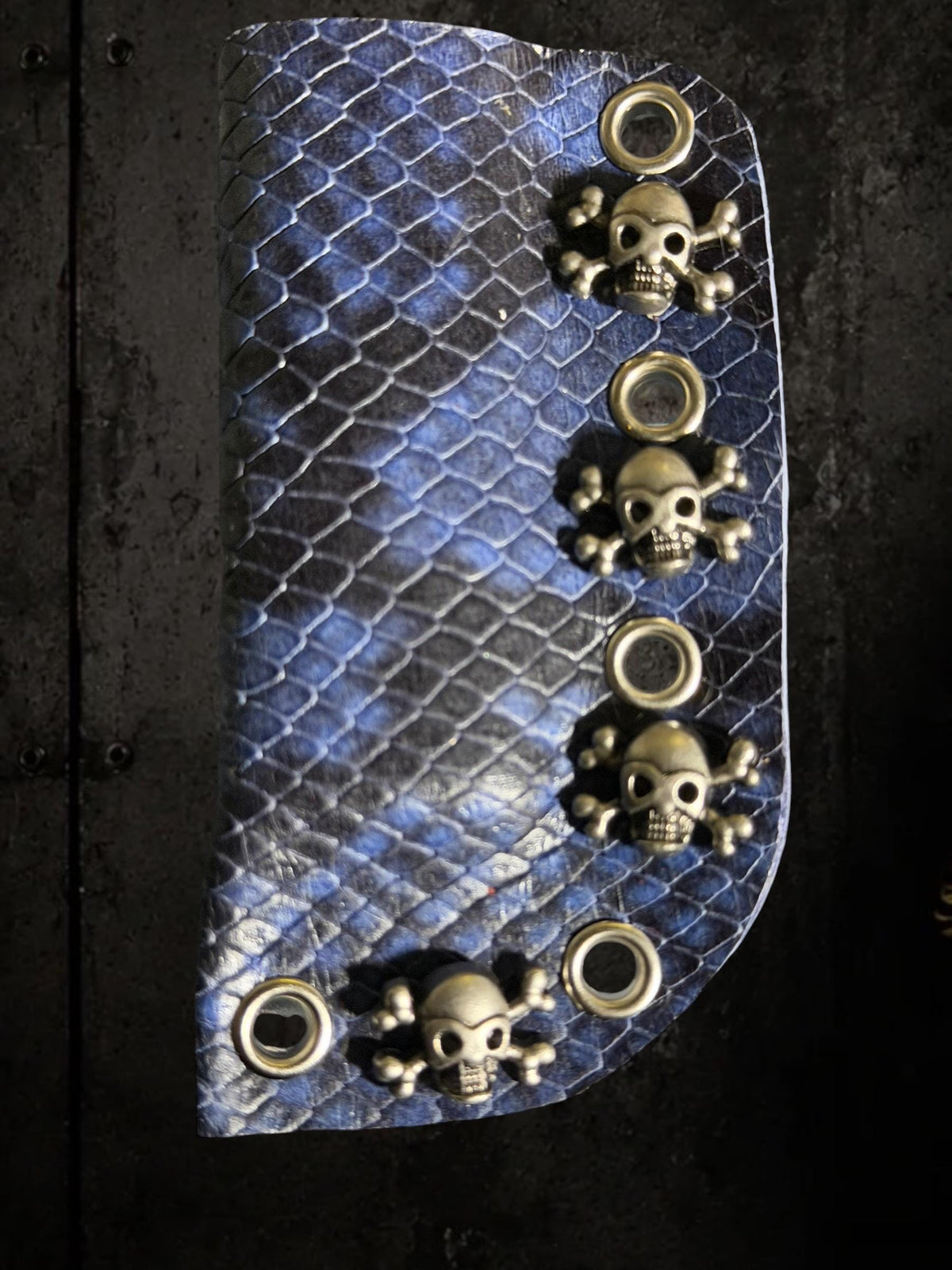 Blue & Black Python Print Genuine Leather Lighter or Lipstick Case / Bag Charm