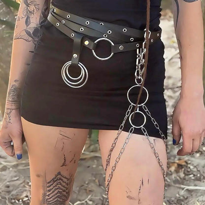 Convertible Harness, Waist Belt & Garter - Iris Modular Leather Choker Belt - Multiway Body Accessory