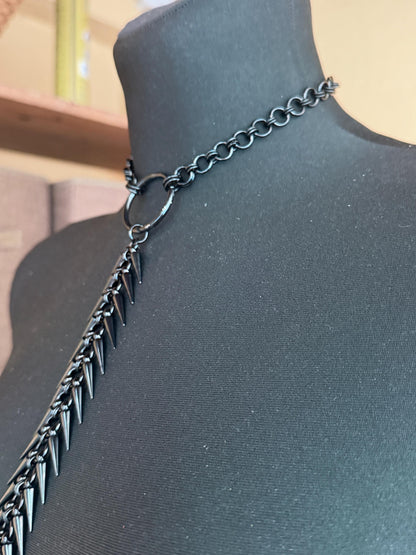 Spine Necklace, Handmade Stainless Steel, Cyberpunk Darkwear Accessory, Silver Gold or Black Finish
