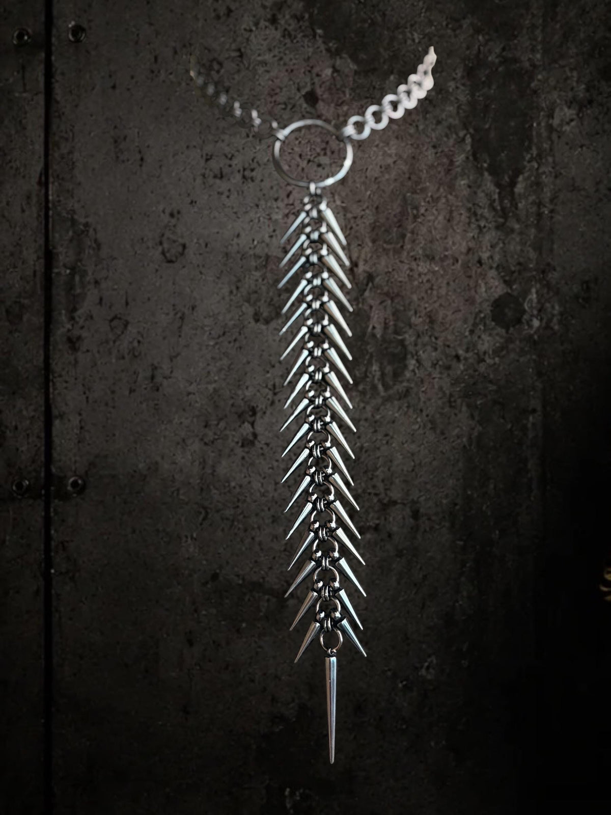 Spine Necklace, Handmade Stainless Steel, Cyberpunk Darkwear Accessory, Silver Gold or Black Finish