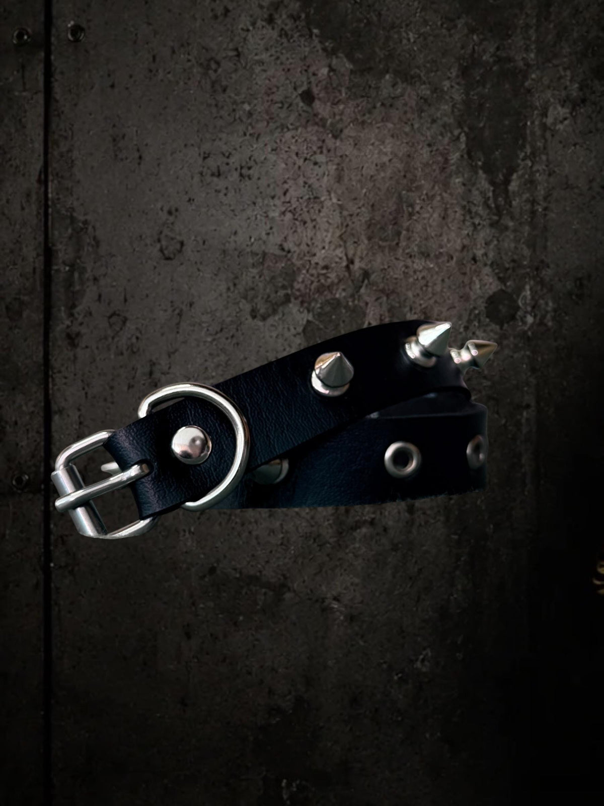Spiked Leather Choker, Black Punk Collar, Stainless Steel Hardware, Classic Spikes or Studs