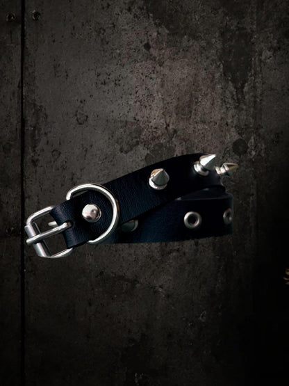 Spiked Leather Choker, Black Punk Collar, Stainless Steel Hardware, Classic Spikes or Studs