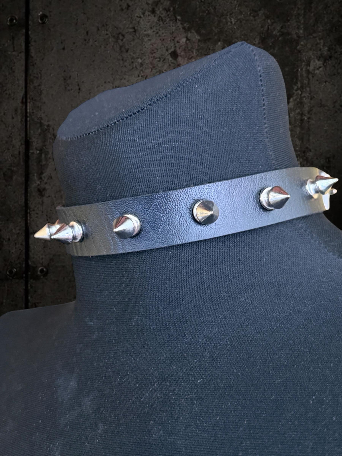 Spiked Leather Choker, Black Punk Collar, Stainless Steel Hardware, Classic Spikes or Studs