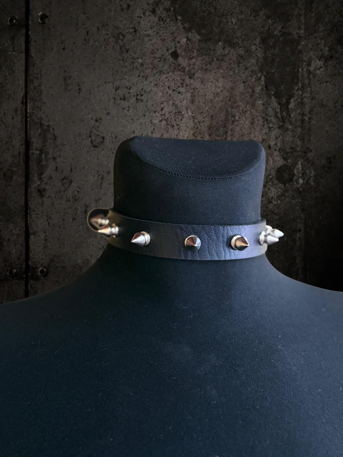 Spiked Leather Choker, Black Punk Collar, Stainless Steel Hardware, Classic Spikes or Studs