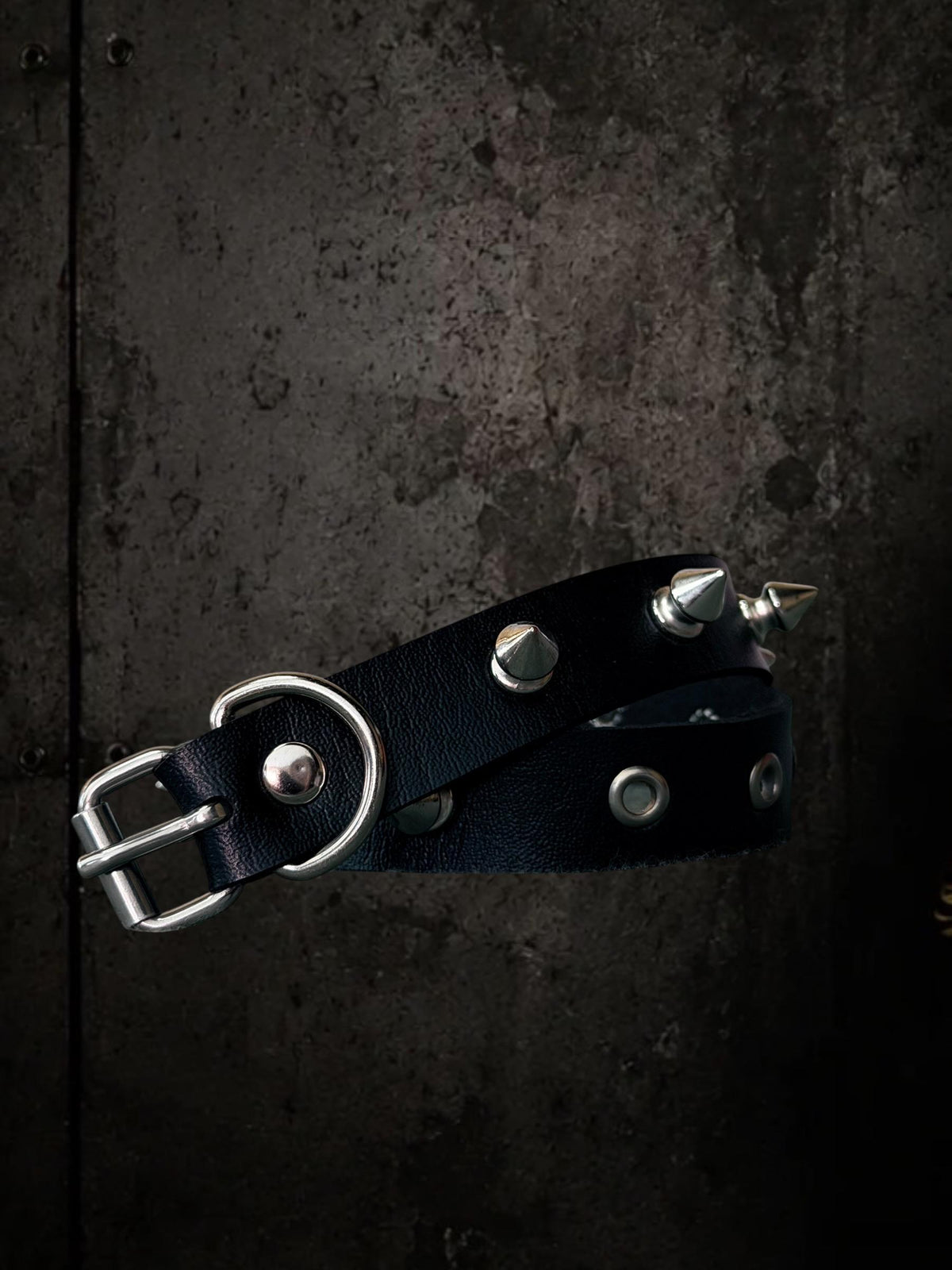 Spiked Leather Choker, Black Punk Collar, Stainless Steel Hardware, Classic Spikes or Studs
