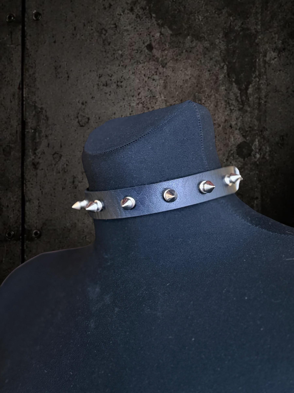 Spiked Leather Choker, Black Punk Collar, Stainless Steel Hardware, Classic Spikes or Studs