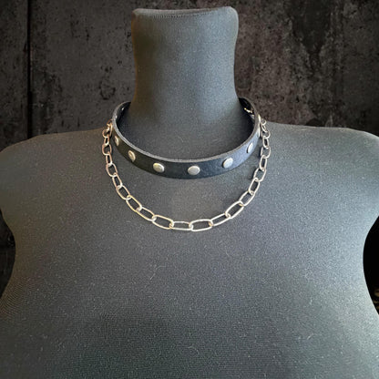 Leather Chain Waist Belt, Modular Asymmetric Fashion, Detachable O-Rings with Stainless Steel Hardware
