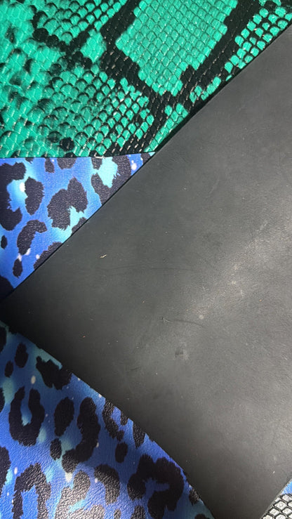 Electric Blue & Black Leopard Print Genuine Leather Lighter Case – Skull Bag Charm