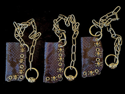 Blue & Black Python Print Genuine Leather Lighter or Lipstick Case / Bag Charm