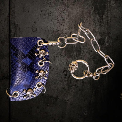 Blue & Black Python Print Genuine Leather Lighter or Lipstick Case / Bag Charm