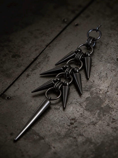 Black Stainless Steel Spike Dangle Earrings – Spine Design - Gothic Industrial Punk Jewellery (10cm)