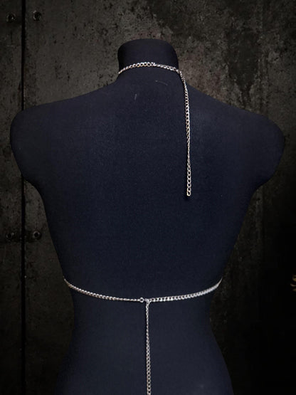 Gothic Snake Body Chain, Six Celestial Charms, Stainless Steel Waist Harness