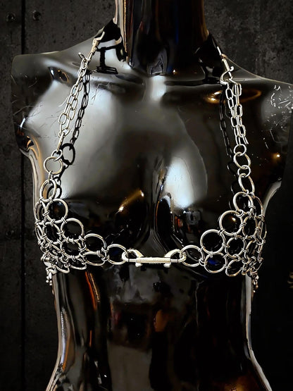 Chainmail Bra Top, Adjustable Stainless Steel Rings, Alternative Fashion