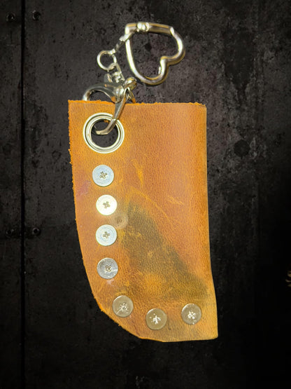 Leather lighter holder, Lipstick sleeve with belt clip, Genuine hide and stainless steel cones in camel brown