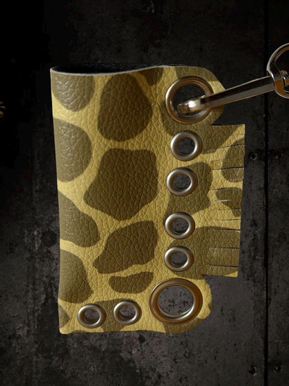 Giraffe Print Lighter Holder – Reinforced Synthetic Leather Case with Detachable Chain, Alternative Keychain Bag Charm