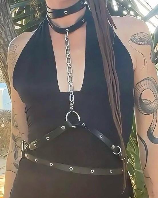 Convertible Harness, Waist Belt & Garter - Iris Modular Leather Choker Belt - Multiway Body Accessory