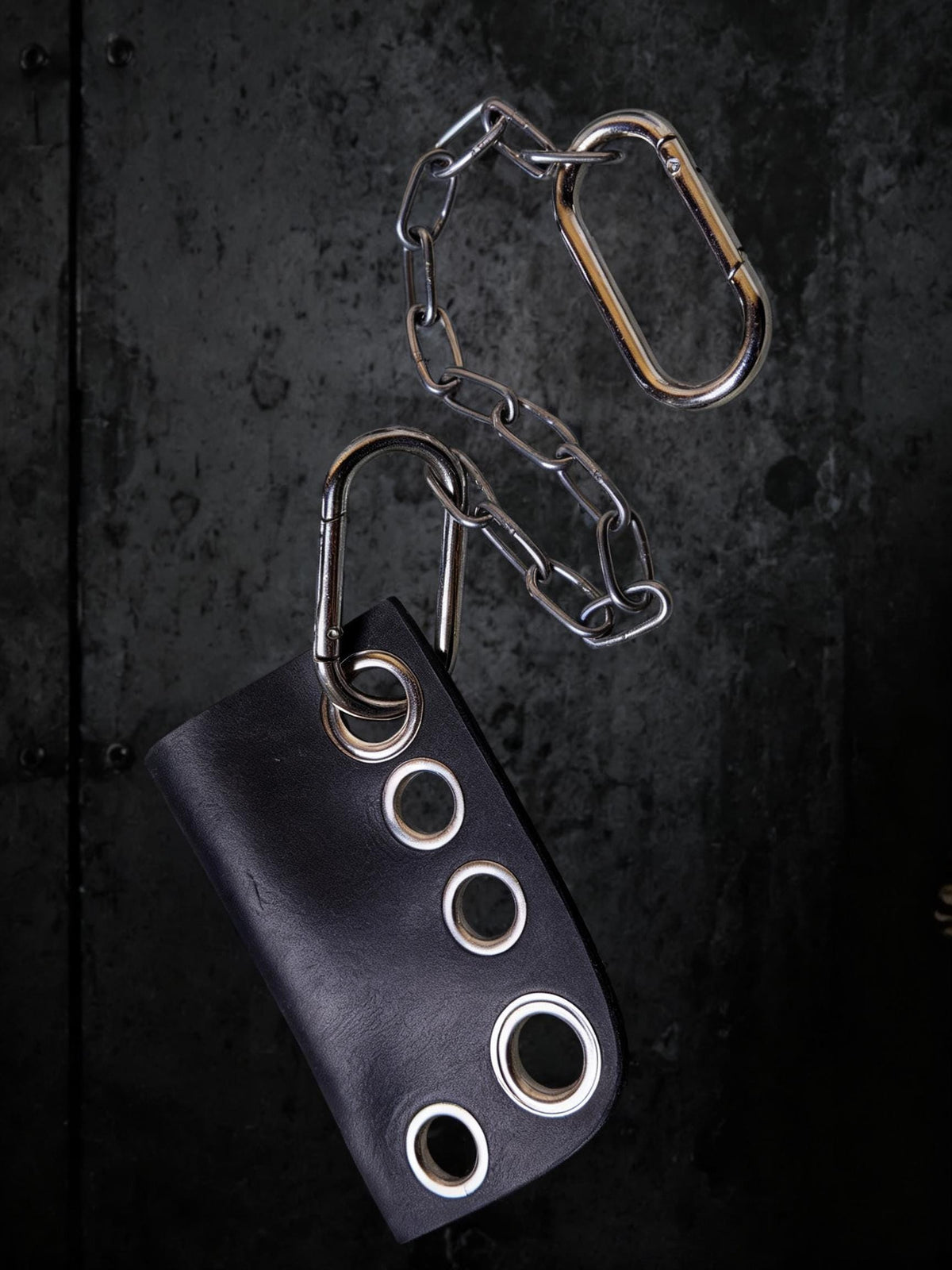 Leather lighter holder, Black studded lipstick case, Detachable chain with stainless steel hardware