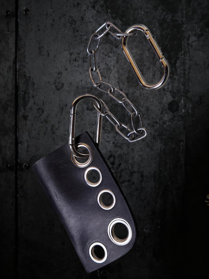 Leather lighter holder, Black studded lipstick case, Detachable chain with stainless steel hardware