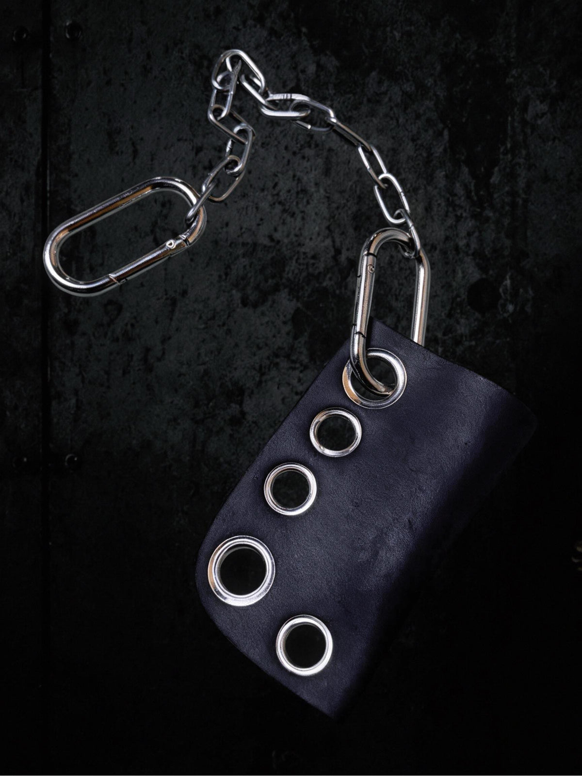 Leather lighter holder, Black studded lipstick case, Detachable chain with stainless steel hardware
