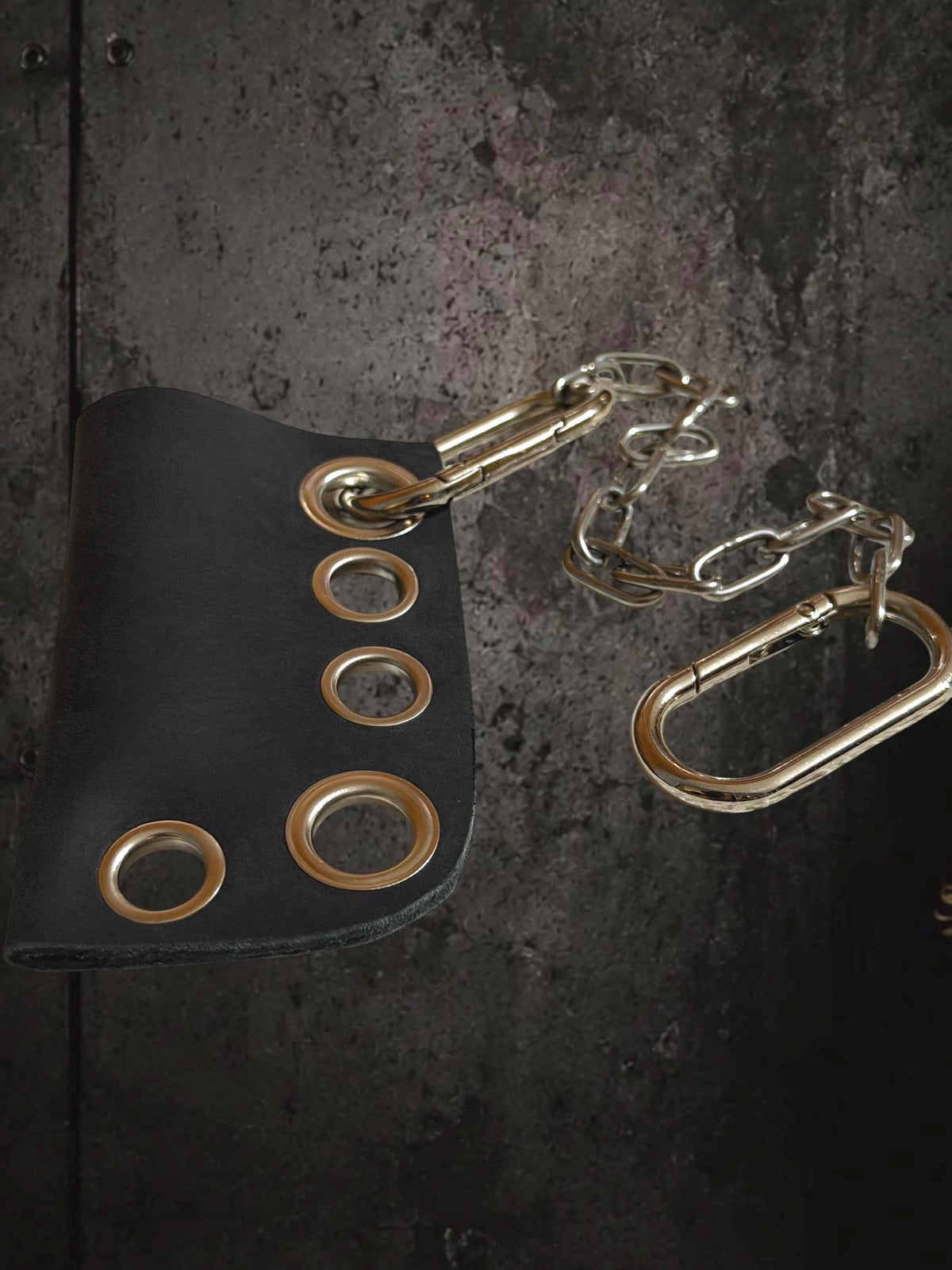 Leather lighter holder, Black studded lipstick case, Detachable chain with stainless steel hardware