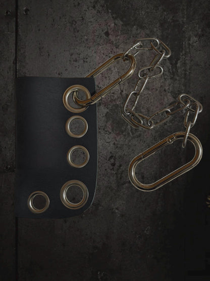 Leather lighter holder, Black studded lipstick case, Detachable chain with stainless steel hardware