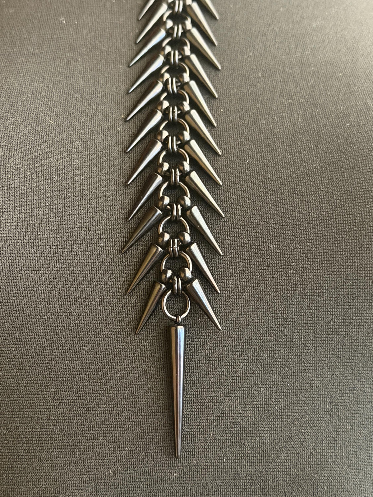 Spine Necklace, Handmade Stainless Steel, Cyberpunk Darkwear Accessory, Silver Gold or Black Finish