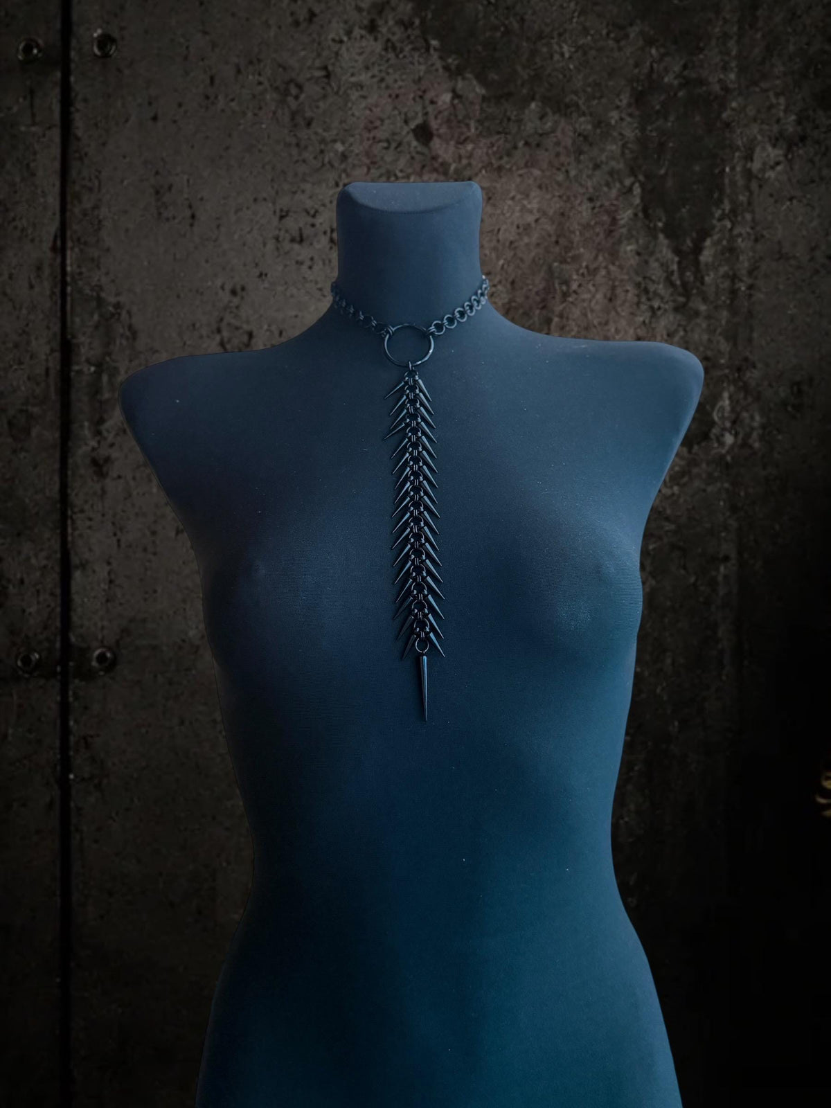 Spine Necklace, Handmade Stainless Steel, Cyberpunk Darkwear Accessory, Silver Gold or Black Finish