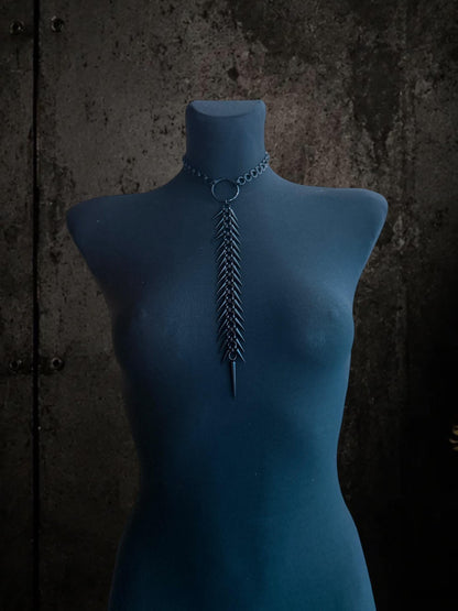 Spine Necklace, Handmade Stainless Steel, Cyberpunk Darkwear Accessory, Silver Gold or Black Finish