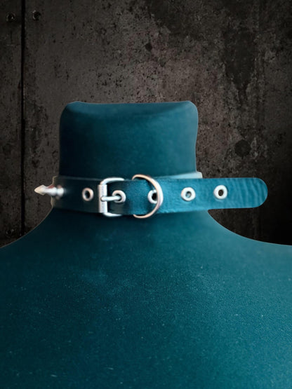 Spiked Leather Choker, Black Punk Collar, Stainless Steel Hardware, Classic Spikes or Studs